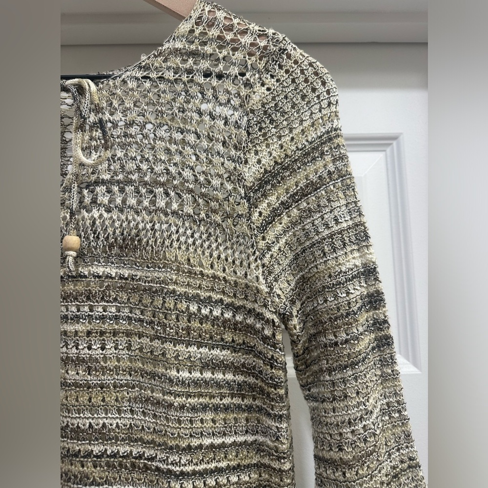 Women's Beige and Gray Knit Sweater Dress (Beach Cover Up)